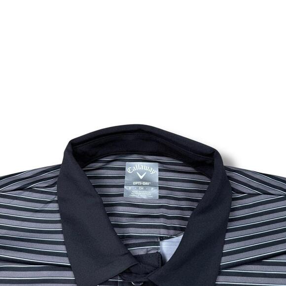 NWT Callaway Opti-Dri Golf Polo Shirt Men Size Small Stretch Black Stripes $78 - Picture 4 of 7